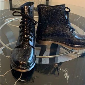 Black Glitter Boots